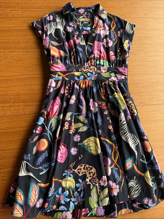 Maeve Dresses & Skirts - Anthropologie Maeve Black Floral & Animal Print Fit-and-Flare Dress w/ pockets!